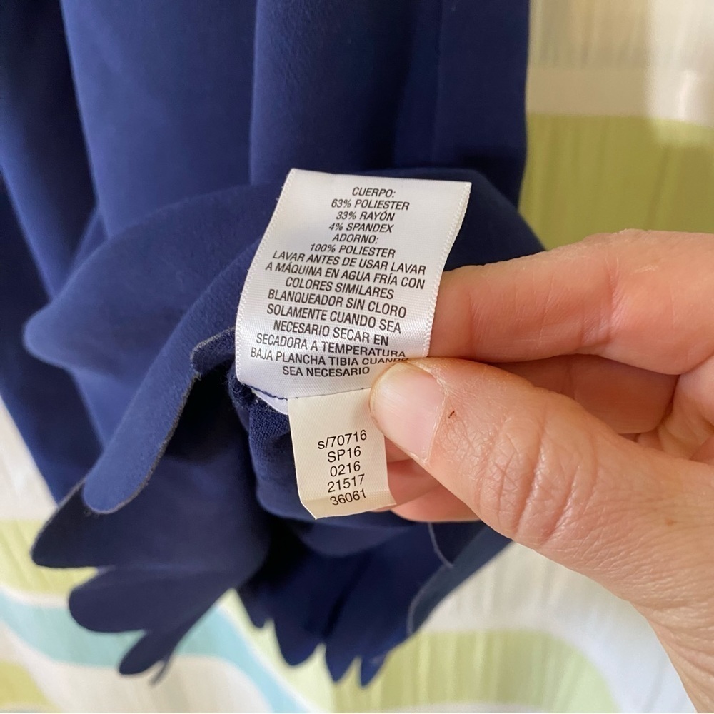 Maison Jules Scallop Edge Halter Dress Navy Blue Sz XS - Picture 8 of 9